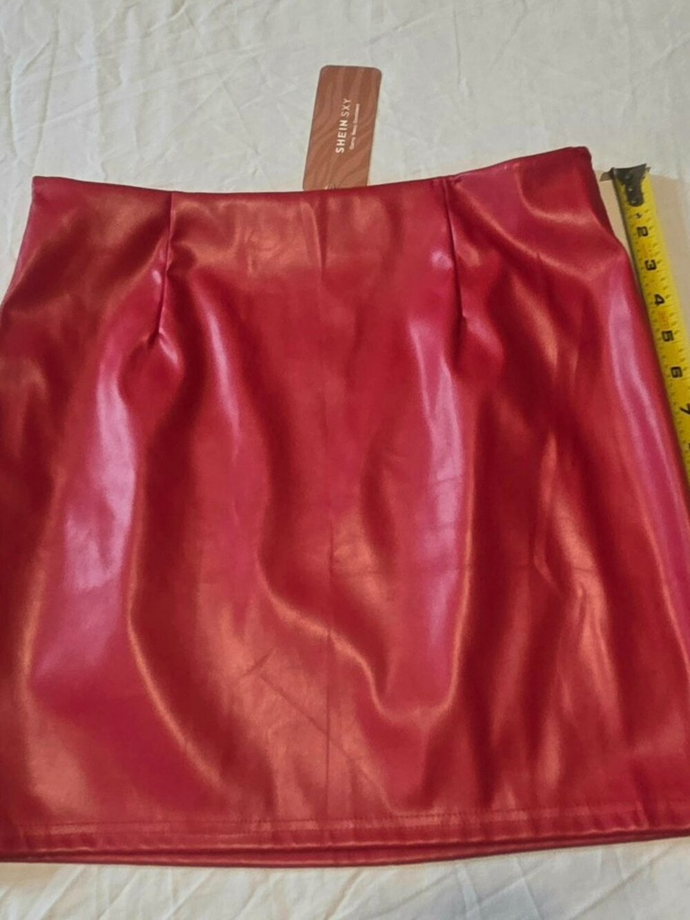 Red Faux Leather Mini Skirt